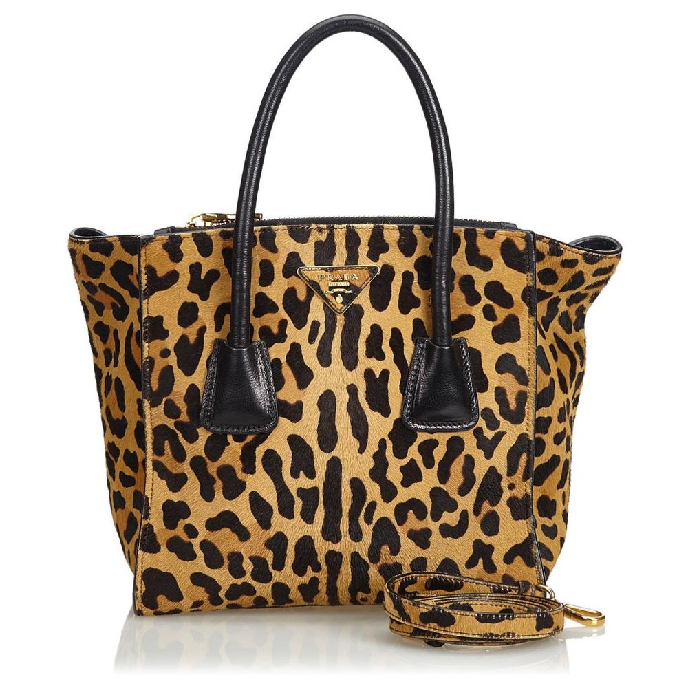 Rare PRADA Cavallino Leopard Print Twin Pocket Tote